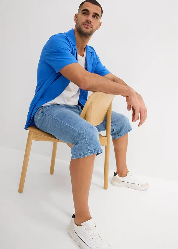 Bermuda long et léger en jean extensible, Regular, bonprix