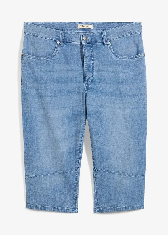 Bermuda long et léger en jean extensible, Regular, bonprix
