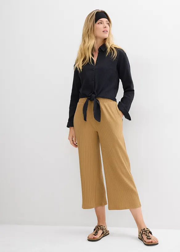 Pantalon en jersey côtelé à taille élastiquée, bonprix