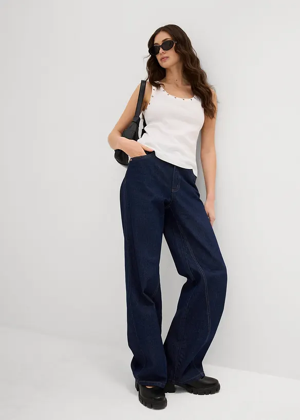 Lot de 2 tops côtelés 100% coton, bonprix