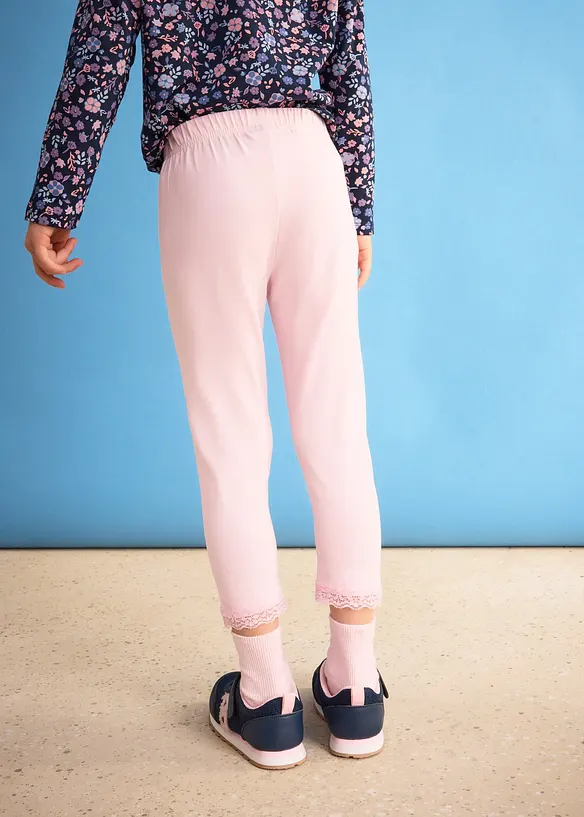 Lot de 2 leggings avec dentelle en bas des jambes, bonprix