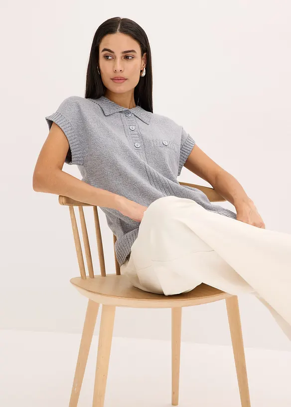 Pull col polo en coton mélangé, bonprix