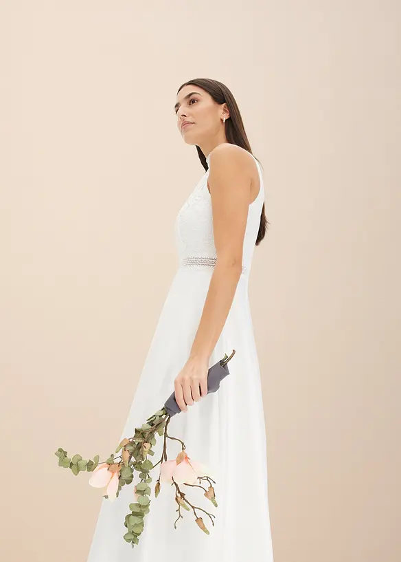 Robe de mariée en satin brillant et dentelle, bonprix