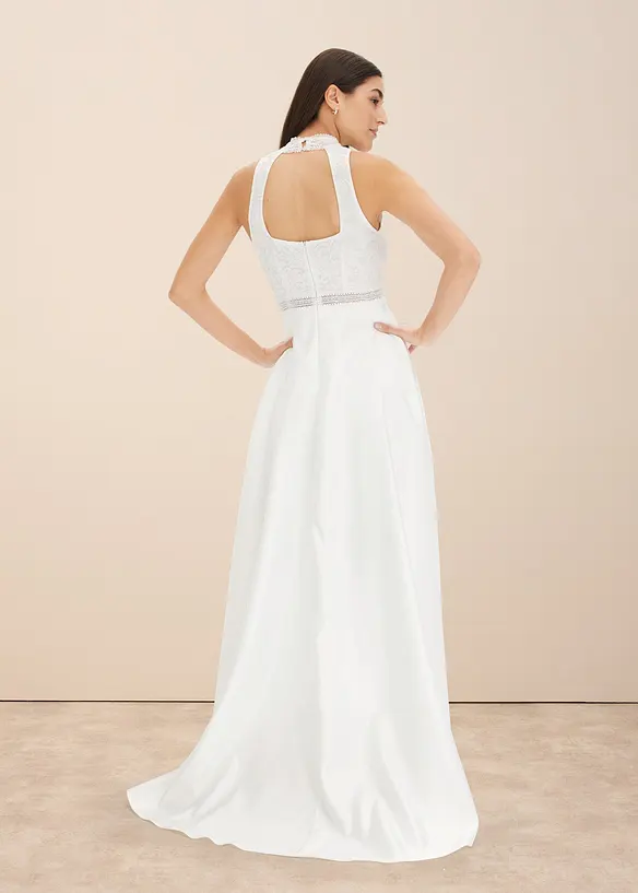 Robe de mariée en satin brillant et dentelle, bonprix