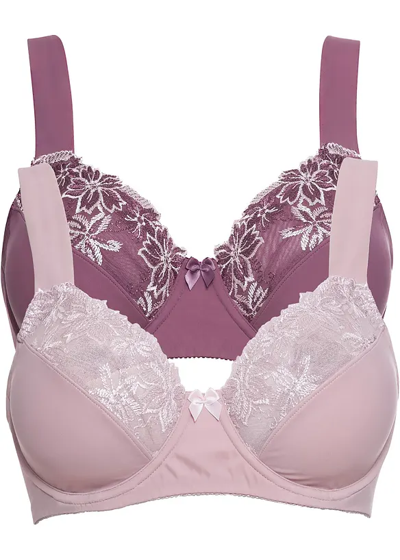 Lot de 2 soutiens-gorge à armatures et bretelles rembourrées, bonprix