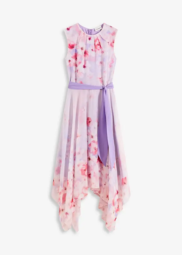 Robe en crêpe avec lien à nouer et jupe à pans, bonprix