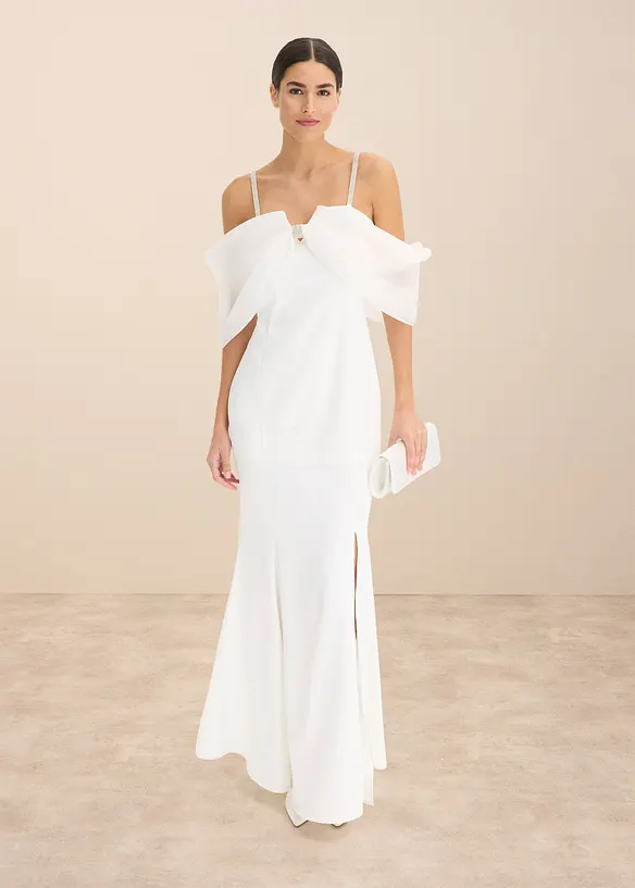 Robe de mariée en satin brillant orné de strass, bonprix
