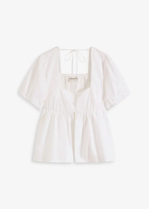 Blouse à manches bouffantes et encolure boutonnée, bonprix