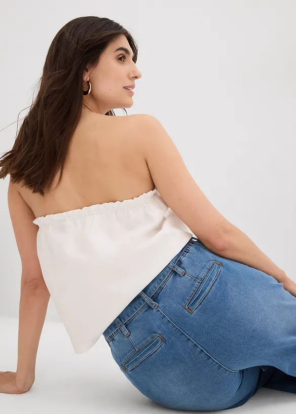 Jean large raccourci, taille haute élastiquée, bonprix