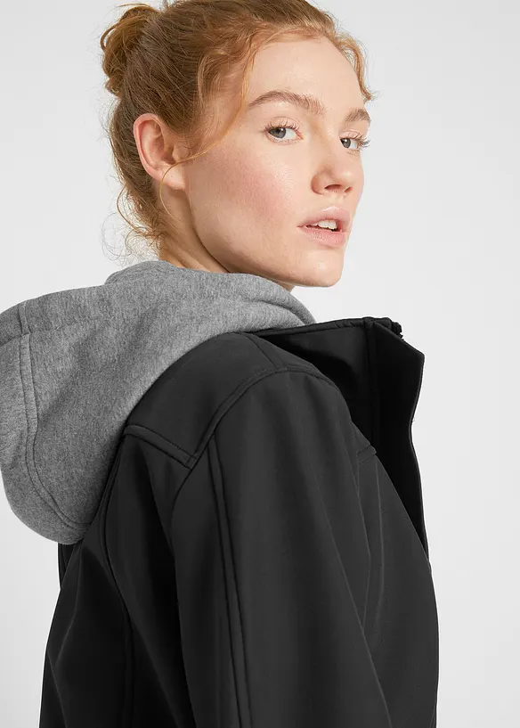 Veste longue en softshell déperlant, style 2 en 1, bonprix