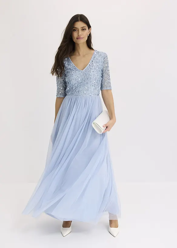 Robe longue avec haut brodé de sequins, bonprix