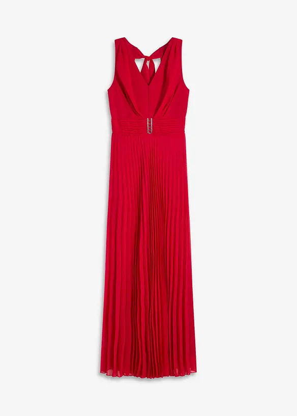 Robe en crêpe avec jupe plissée et détail boucle sur la ceinture, bonprix