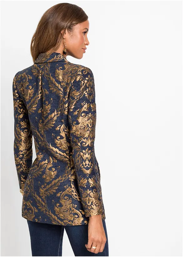 Blazer court en jacquard doré, Petite stature, bonprix