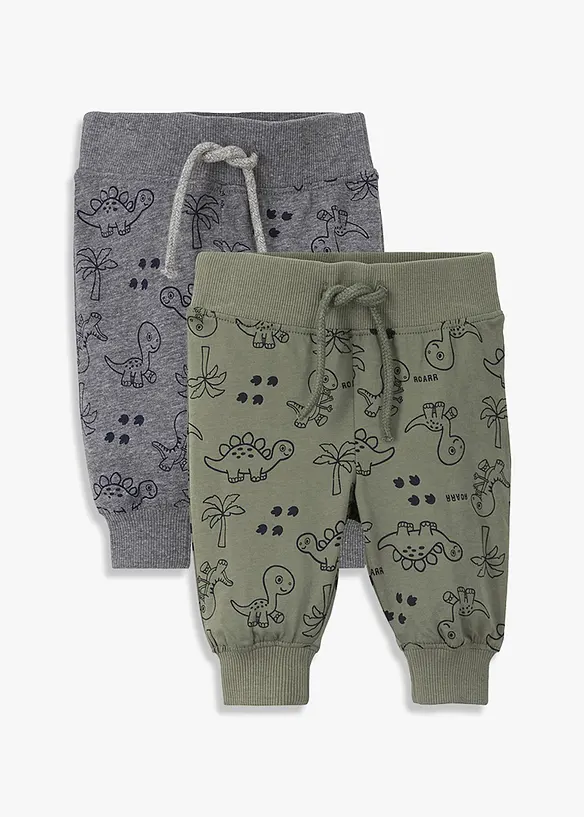 Lot de 2 pantalons bébé en coton, bonprix