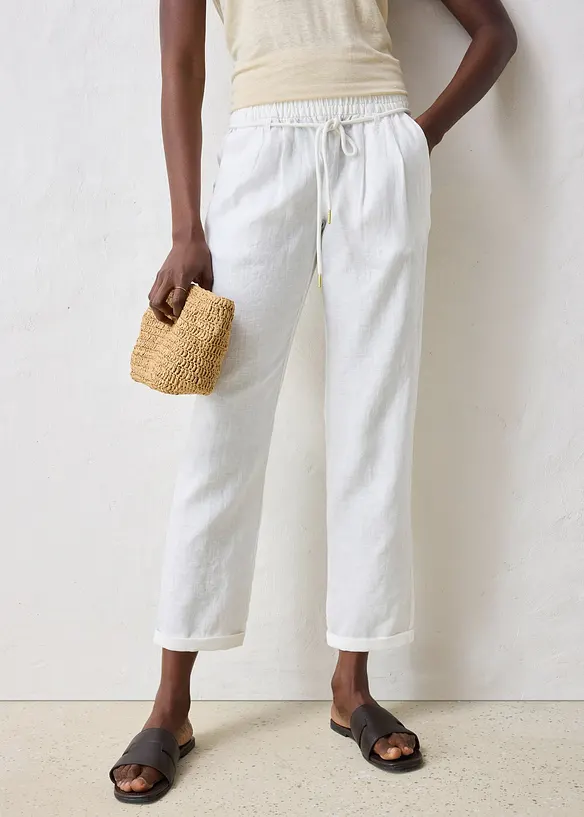 Pantalon taille élastiquée 100 % lin, bonprix