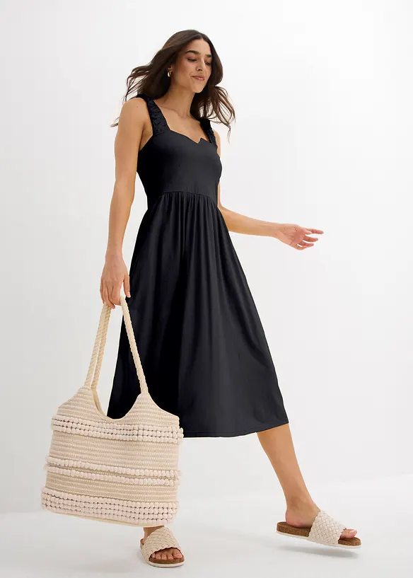 Robe légèrement évasée en jersey coton et viscose, bonprix