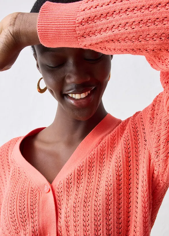 Gilet en maille ajourée avec lin, bonprix