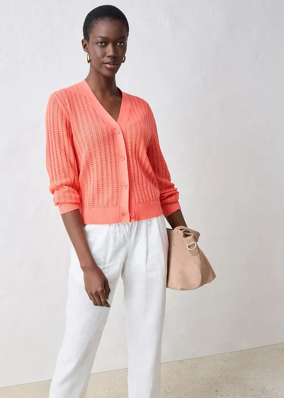 Gilet en maille ajourée avec lin, bonprix