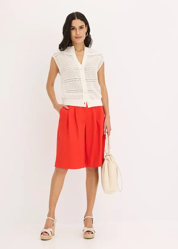 Gilet manches courtes en maille ajourée, bonprix