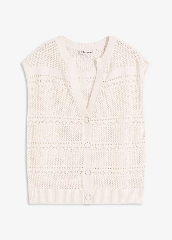 Gilet manches courtes en maille ajourée, bonprix