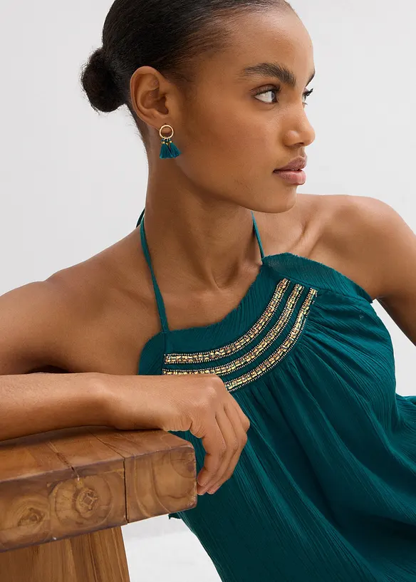 Robe à bretelles, effet froissé, bonprix