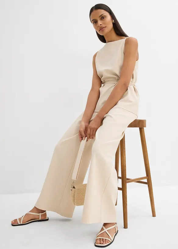 Pantalon large en maille piquée, bonprix