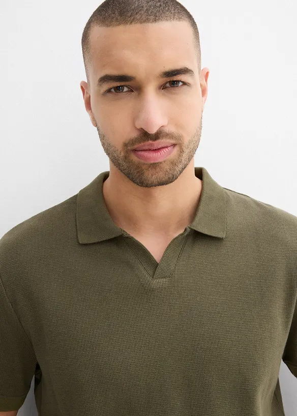 Polo en coton texturé, bonprix