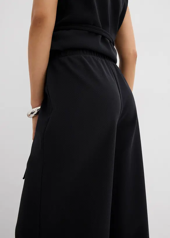 Pantalon large en maille piquée, bonprix