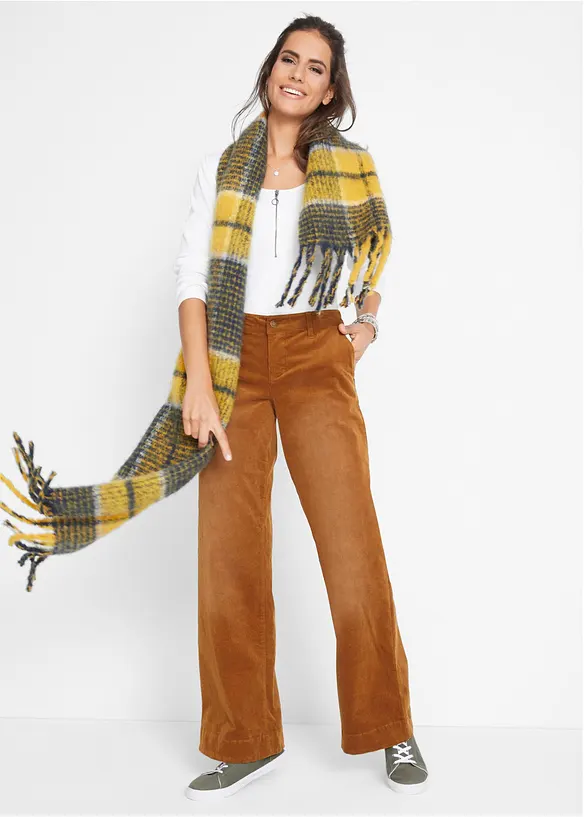 Pantalon en velours côtelé extensible, large, bonprix