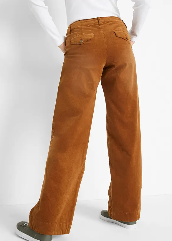 Pantalon en velours côtelé extensible, large, bonprix