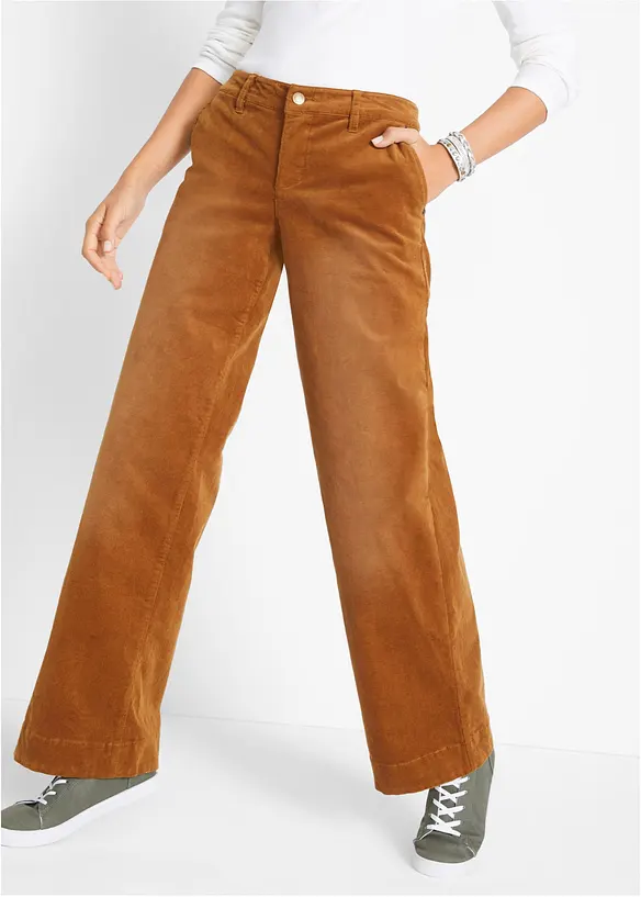 Pantalon en velours côtelé extensible, large, bonprix