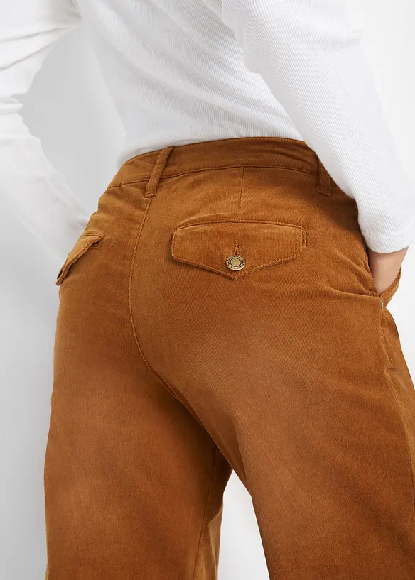 Pantalon en velours côtelé extensible, large, bonprix