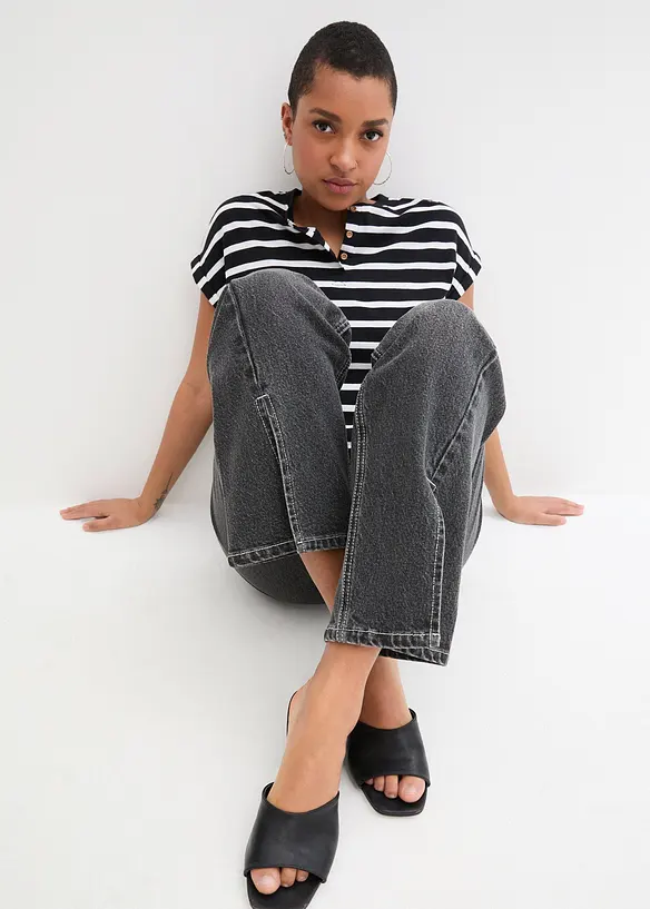 Jean ample taille moyenne, fentes, bonprix