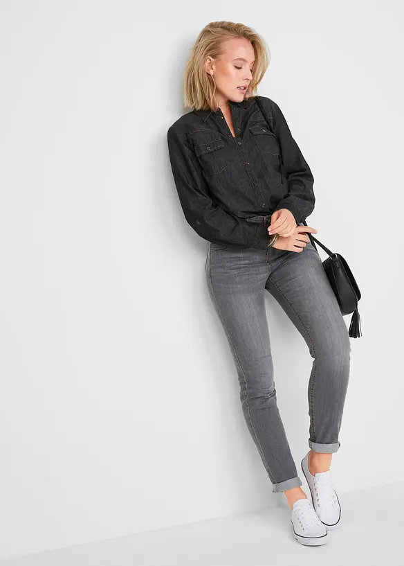 Jean slim taille haute extensible et confortable, bonprix