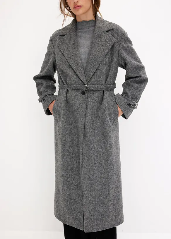 Manteau avec ceinture et motif en arêtes de poisson, bonprix