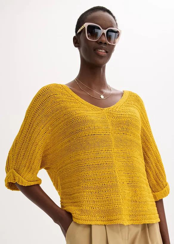 Pull en maille ajourée, bonprix