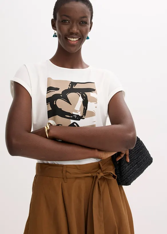 T-shirt en viscose mélangée à strass, bonprix