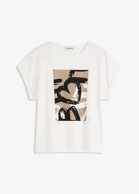 T-shirt en viscose mélangée à strass, bonprix