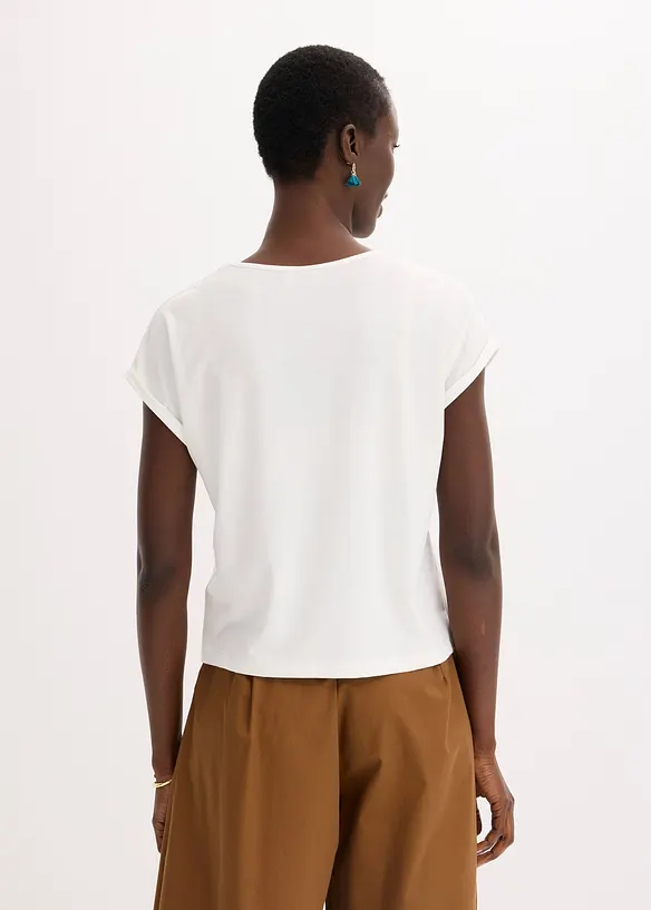 T-shirt en viscose mélangée à strass, bonprix