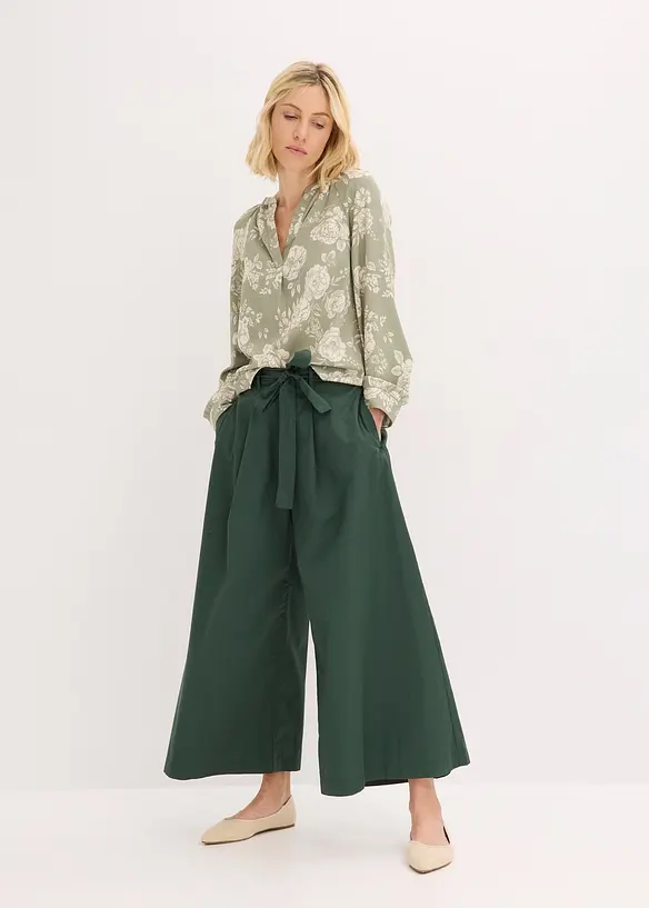 Pantalon en popeline de coton et ceinture (ens. 2 pces), bonprix