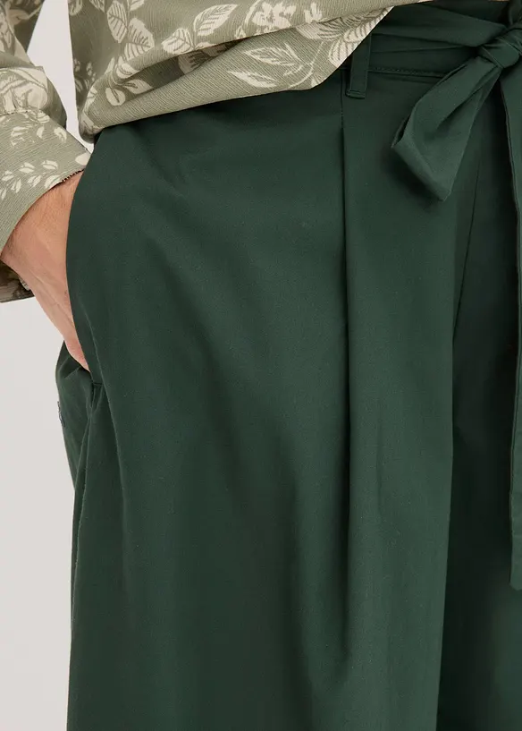 Pantalon en popeline de coton et ceinture (ens. 2 pces), bonprix