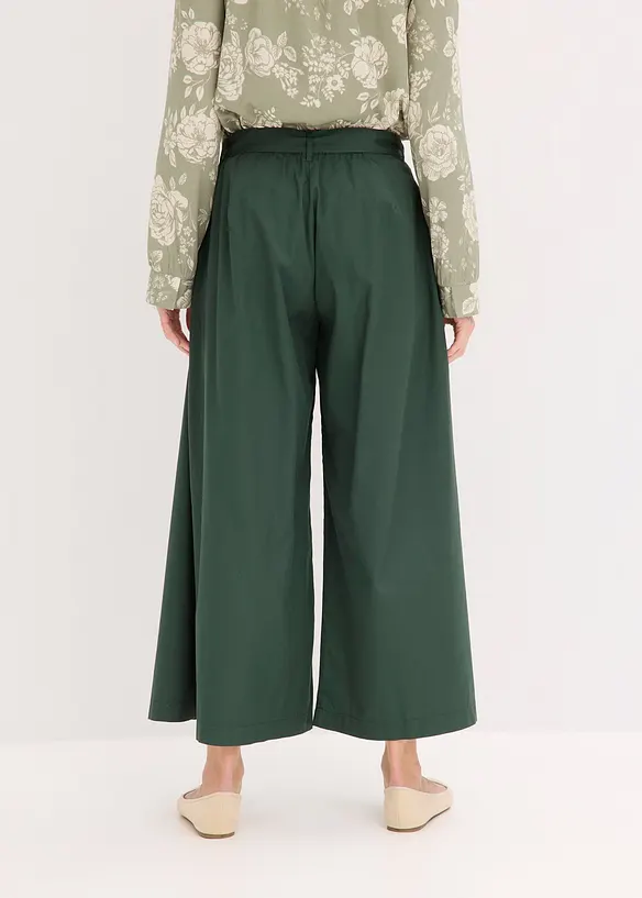 Pantalon en popeline de coton et ceinture (ens. 2 pces), bonprix