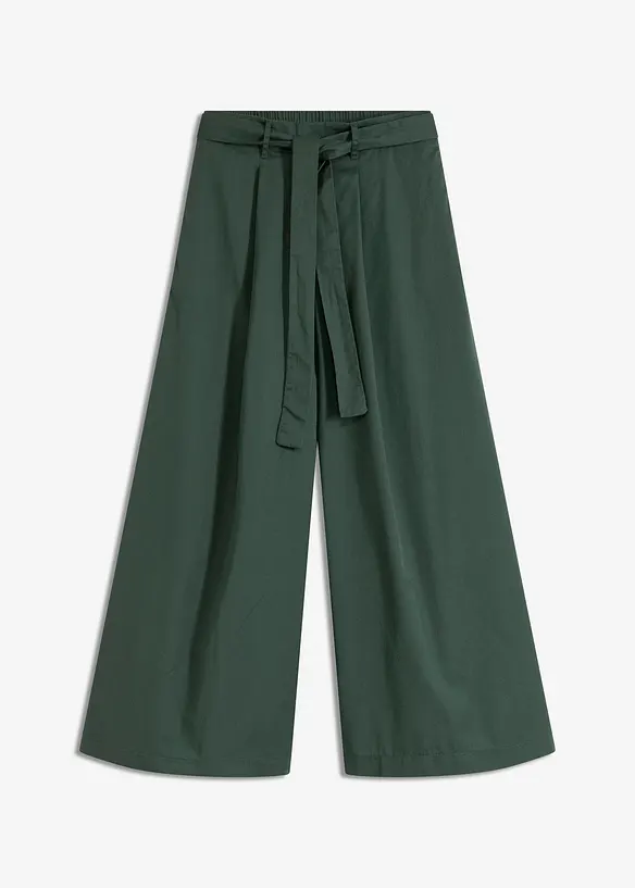 Pantalon en popeline de coton et ceinture (ens. 2 pces), bonprix