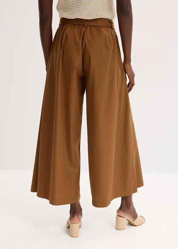 Pantalon en popeline de coton et ceinture (ens. 2 pces), bonprix