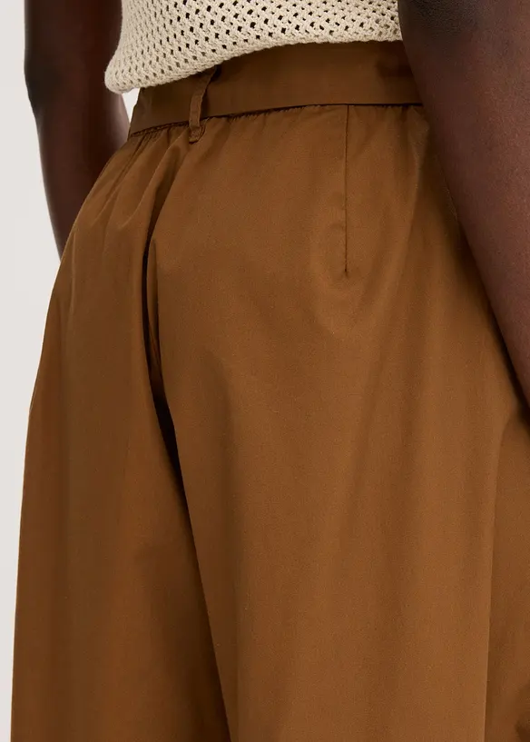 Pantalon en popeline de coton et ceinture (ens. 2 pces), bonprix