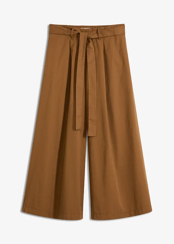 Pantalon en popeline de coton et ceinture (ens. 2 pces), bonprix