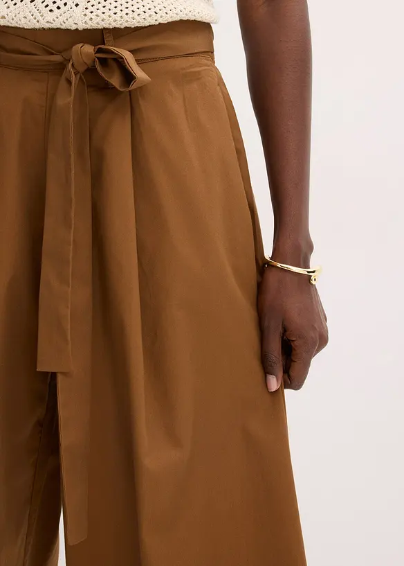 Pantalon en popeline de coton et ceinture (ens. 2 pces), bonprix