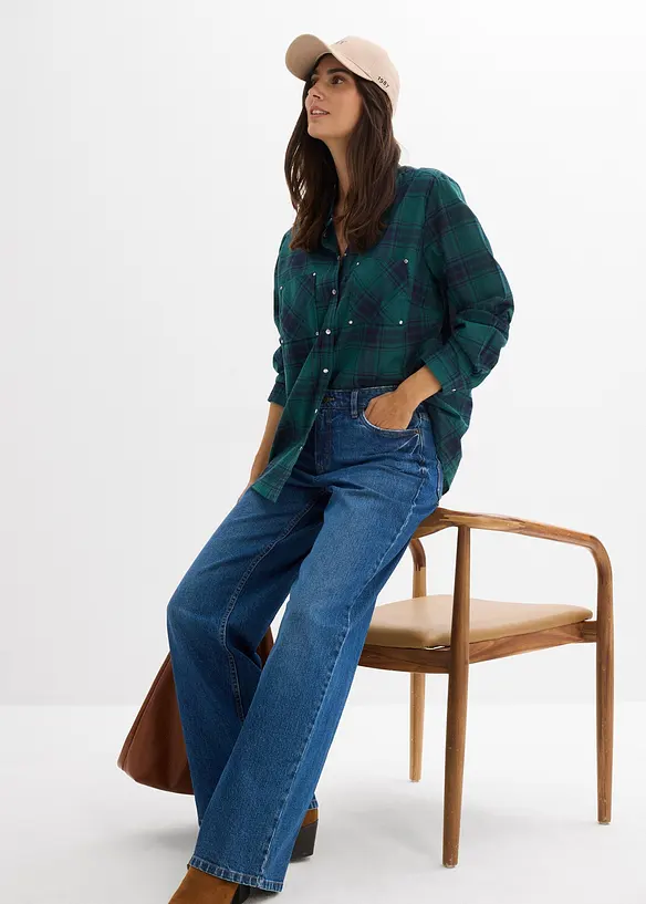 Jean droit taille mi-haute, loose, bonprix