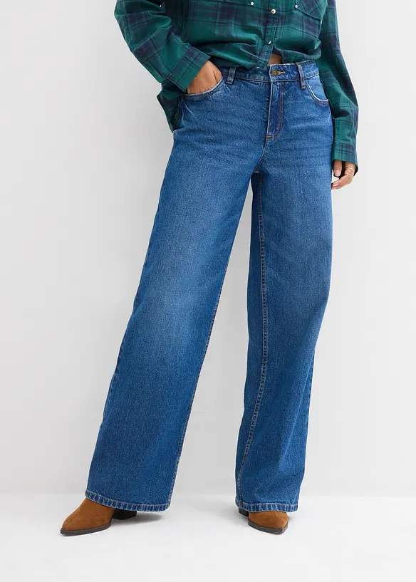 Jean droit taille mi-haute, loose, bonprix