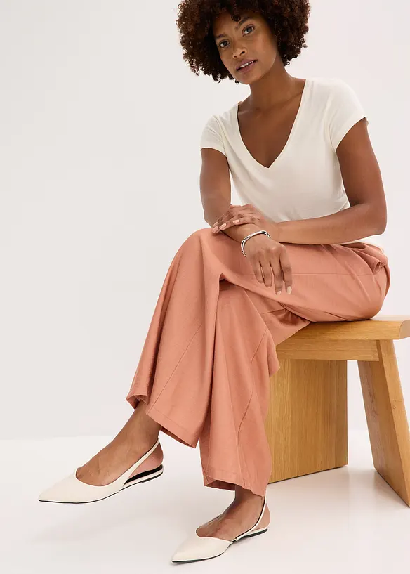 Pantalon palazzo texturé en viscose mélangée, bonprix
